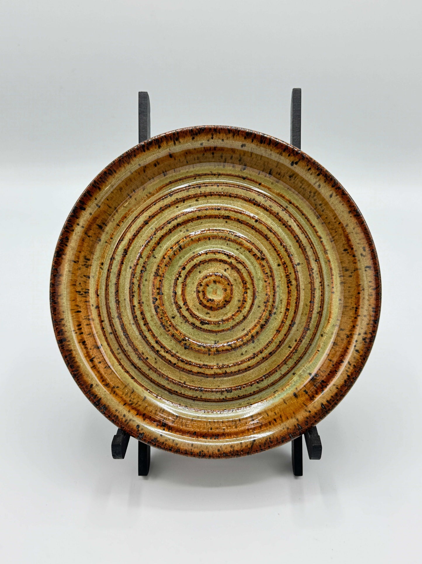 Amber Brown Luster Plate by Adeovart
