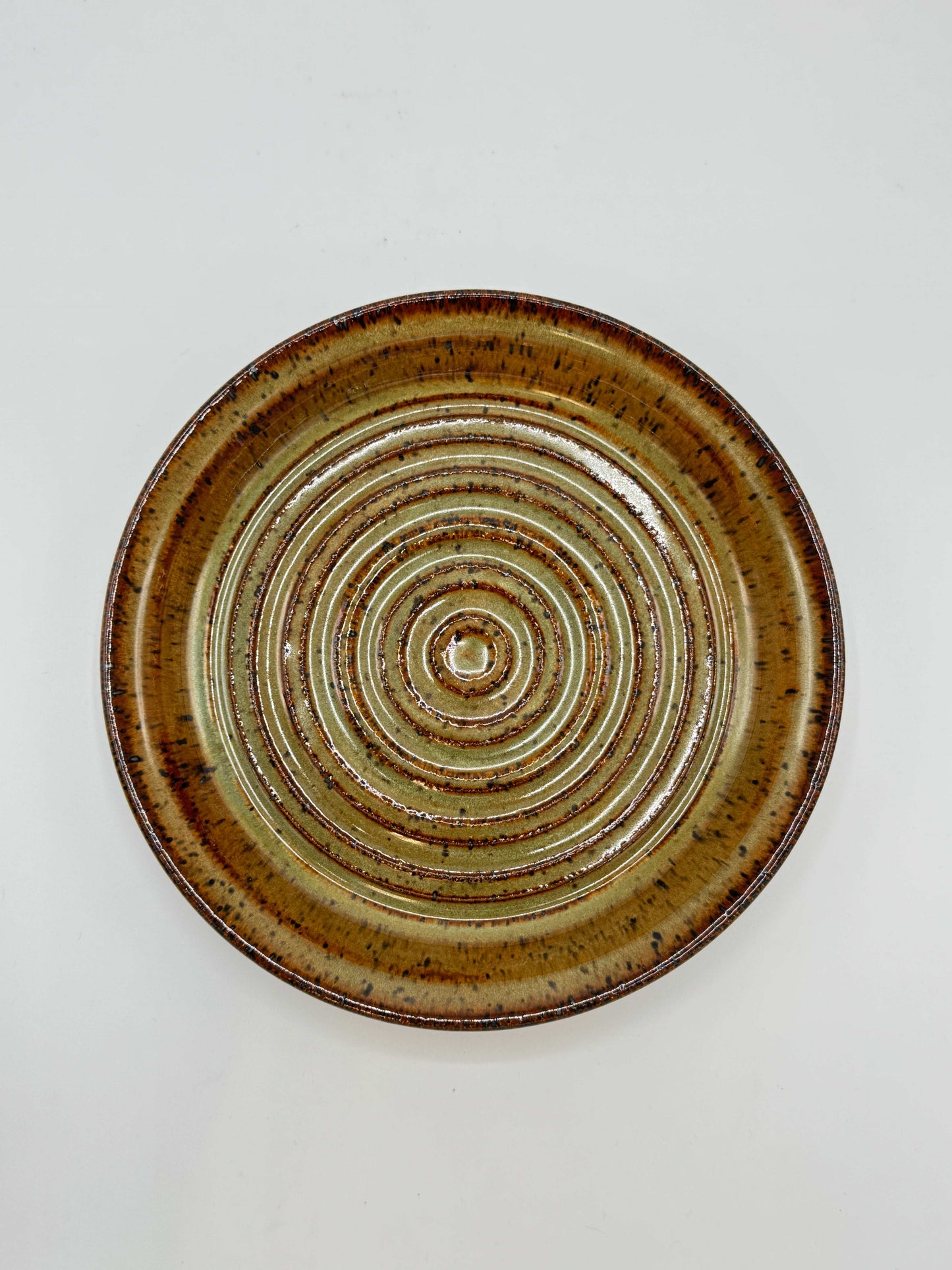 Amber Brown Luster Plate by Adeovart