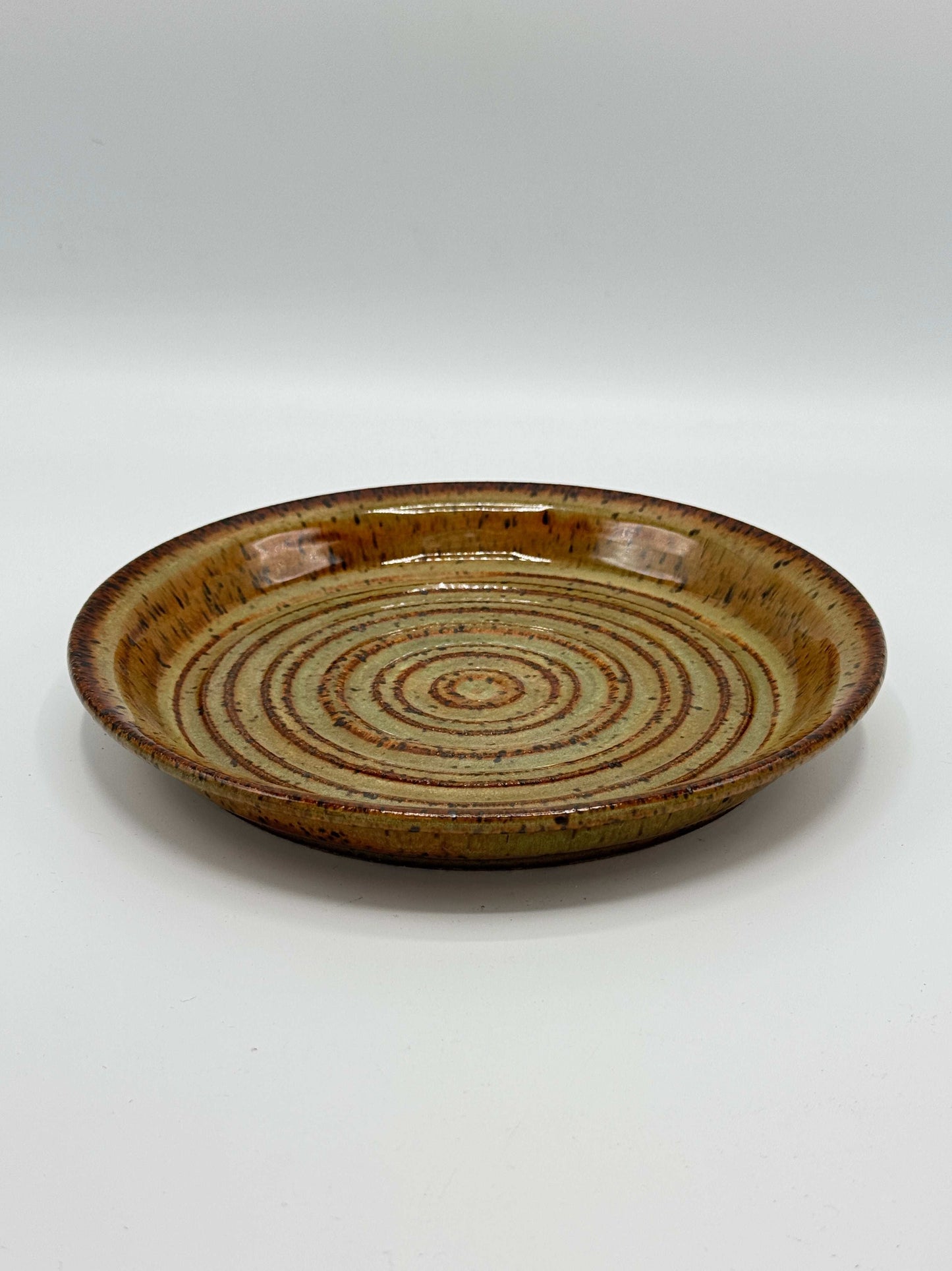 Amber Brown Luster Plate by Adeovart