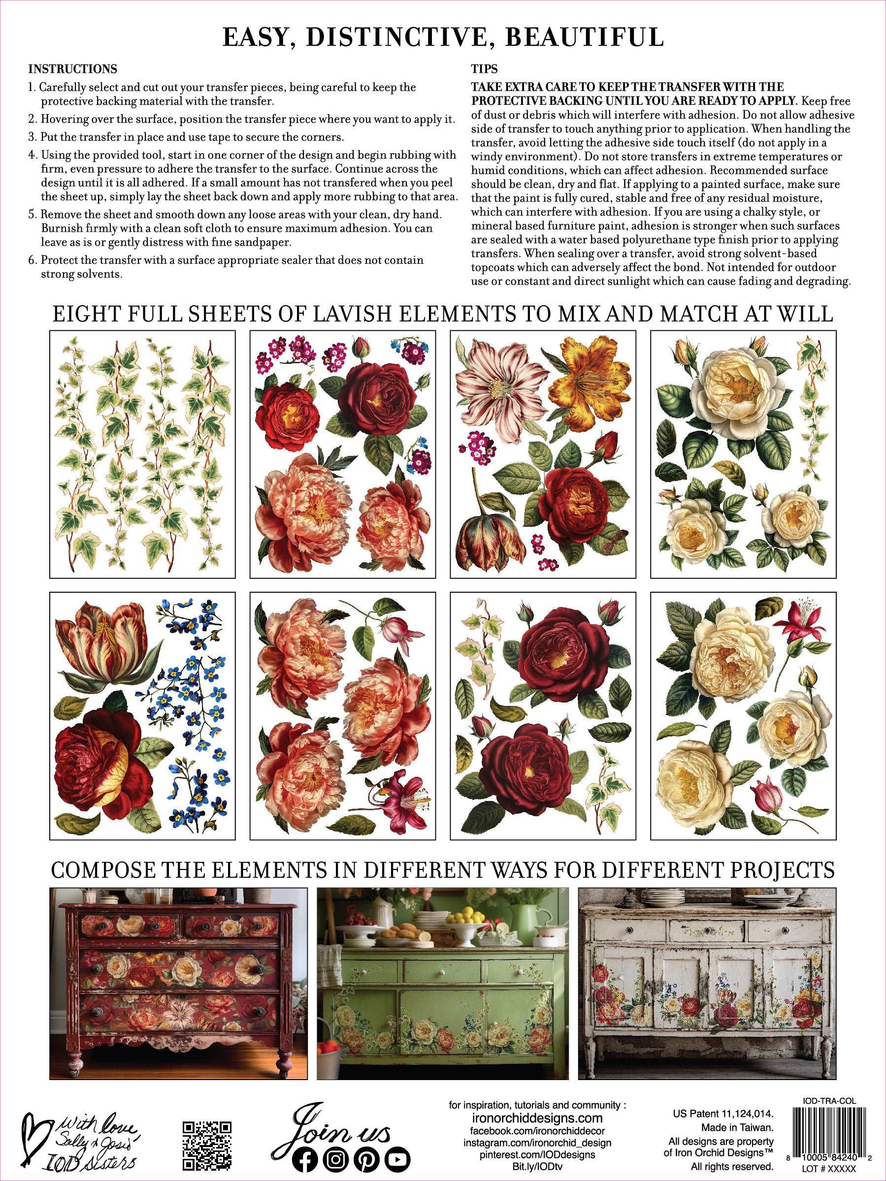 IOD Collage de Fleurs Transfer - Blue Moon Vintage Mercantile