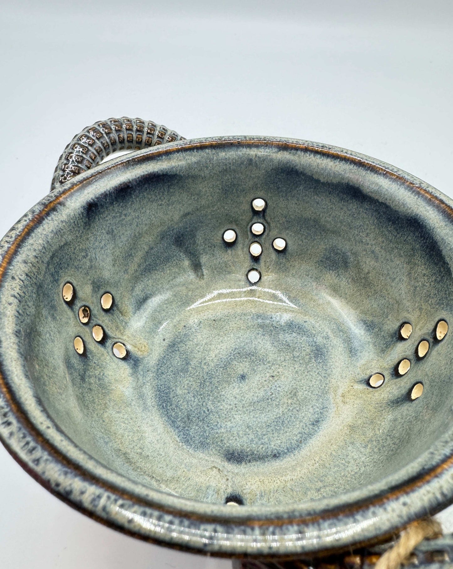 Light River Colander – 5.5" Handmade Pottery