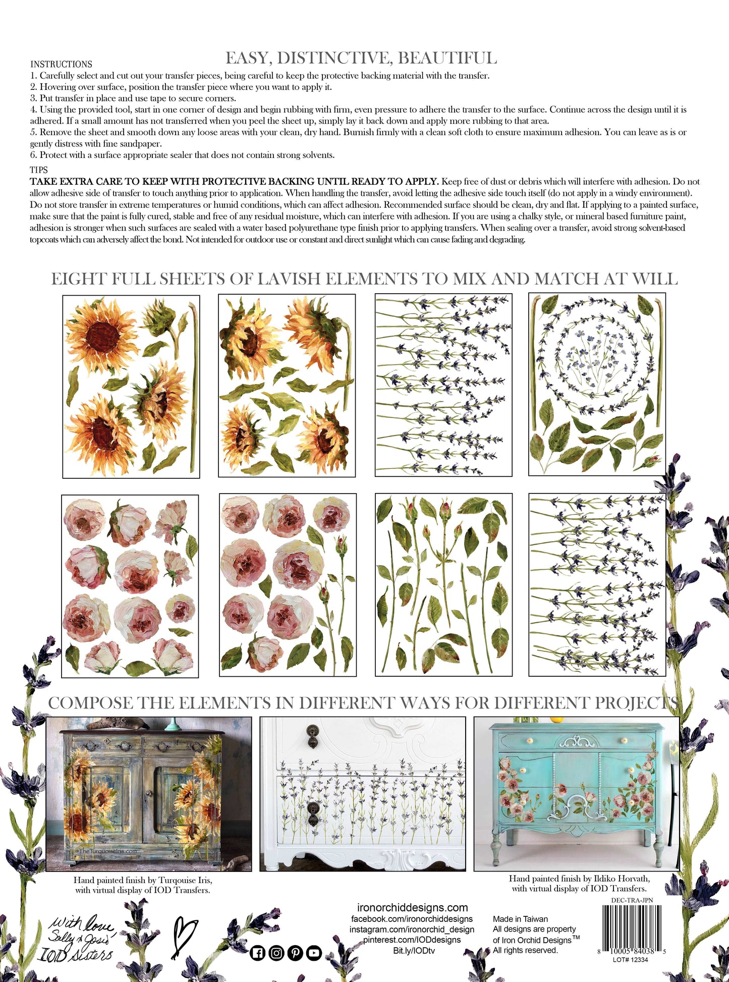 Painterly Florals Transfer