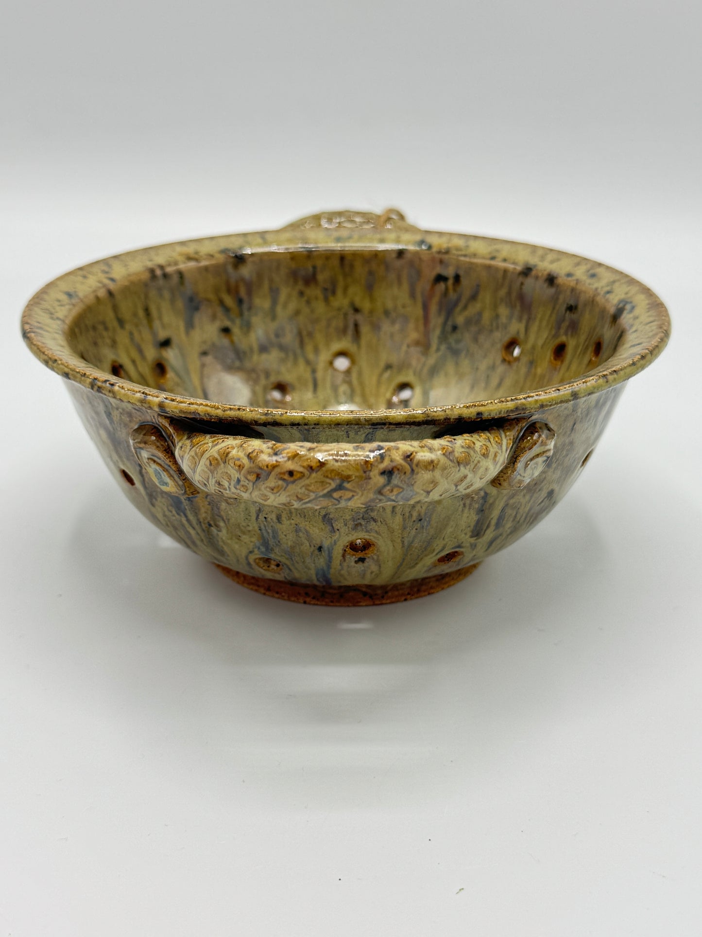 Handmade Ceramic Sand Colander – Artisan Berry Bowl by Adeovart