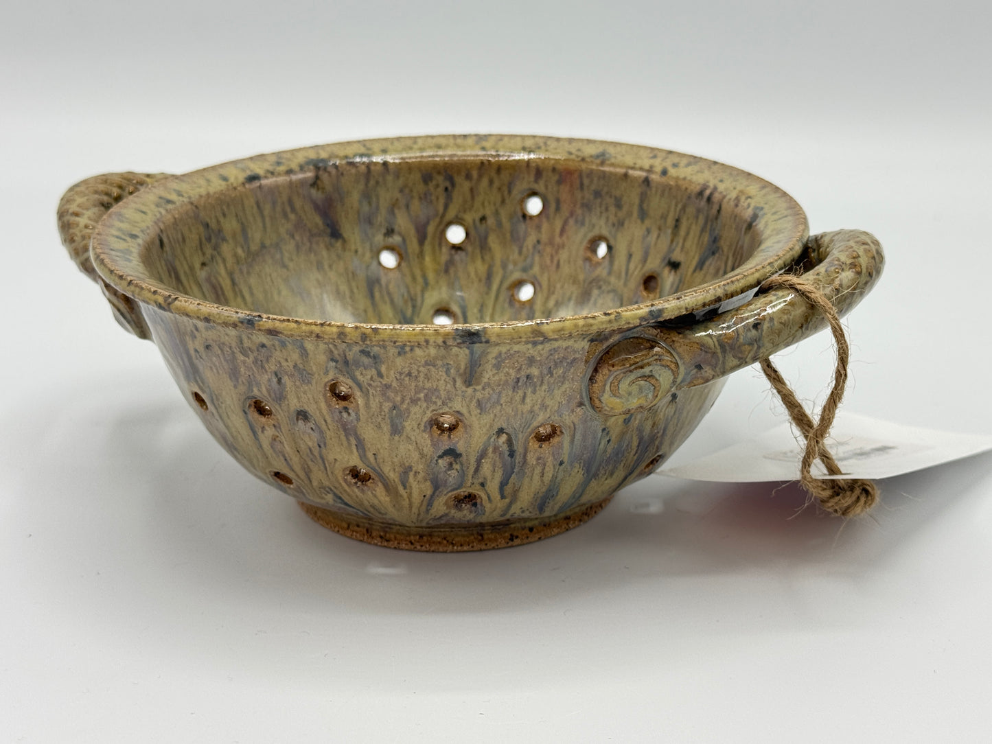 Handmade Ceramic Sand Colander – Artisan Berry Bowl by Adeovart