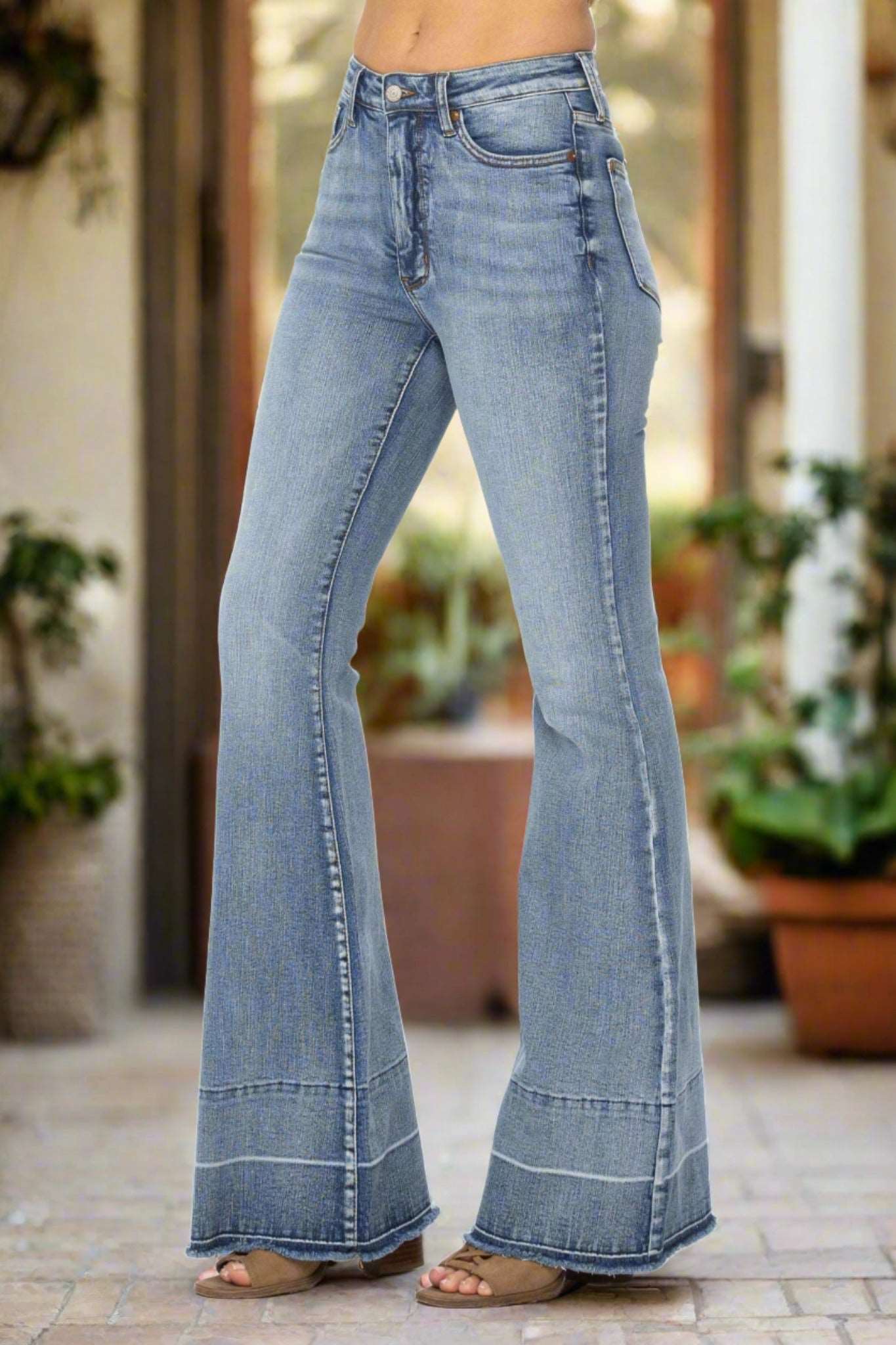 Judy Blue High Waste Tummy Control Flare - Blue Moon Vintage Mercantile