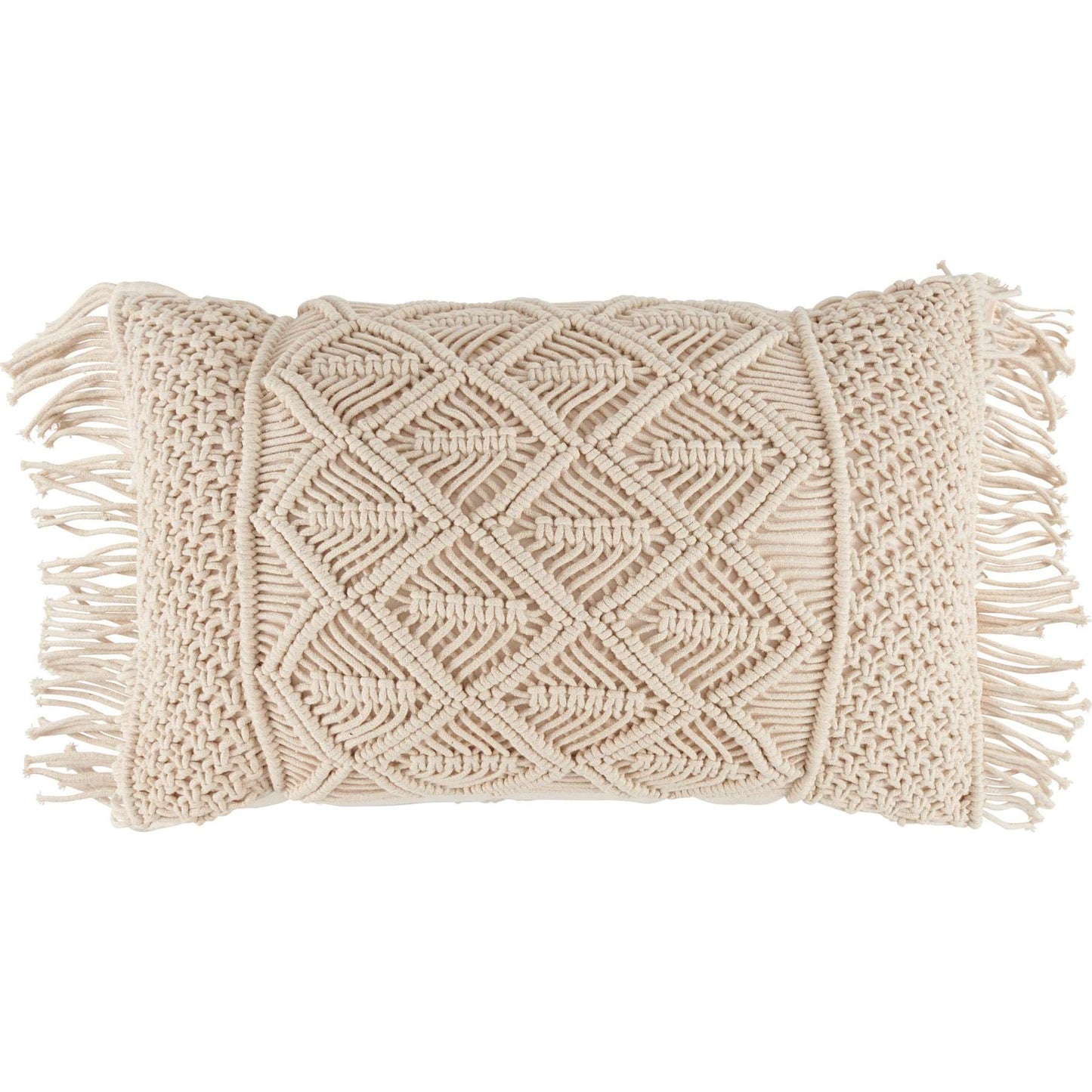 Macrame Fringe Pillow 20"x12" - Blue Moon Vintage Mercantile