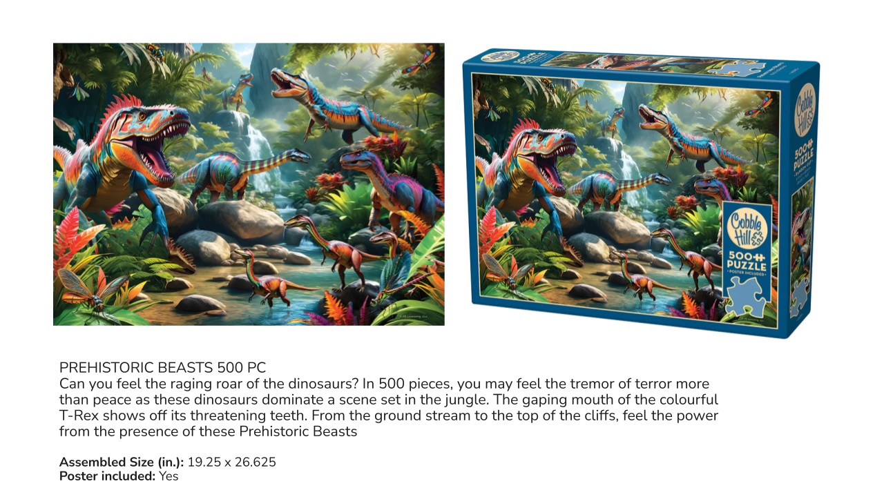 Jigsaw puzzle set with prehistoric beasts design and packaging