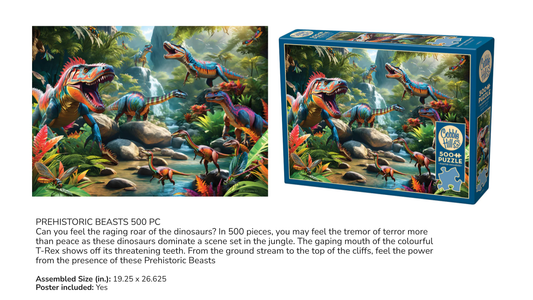 Jigsaw puzzle set with prehistoric beasts design and packaging