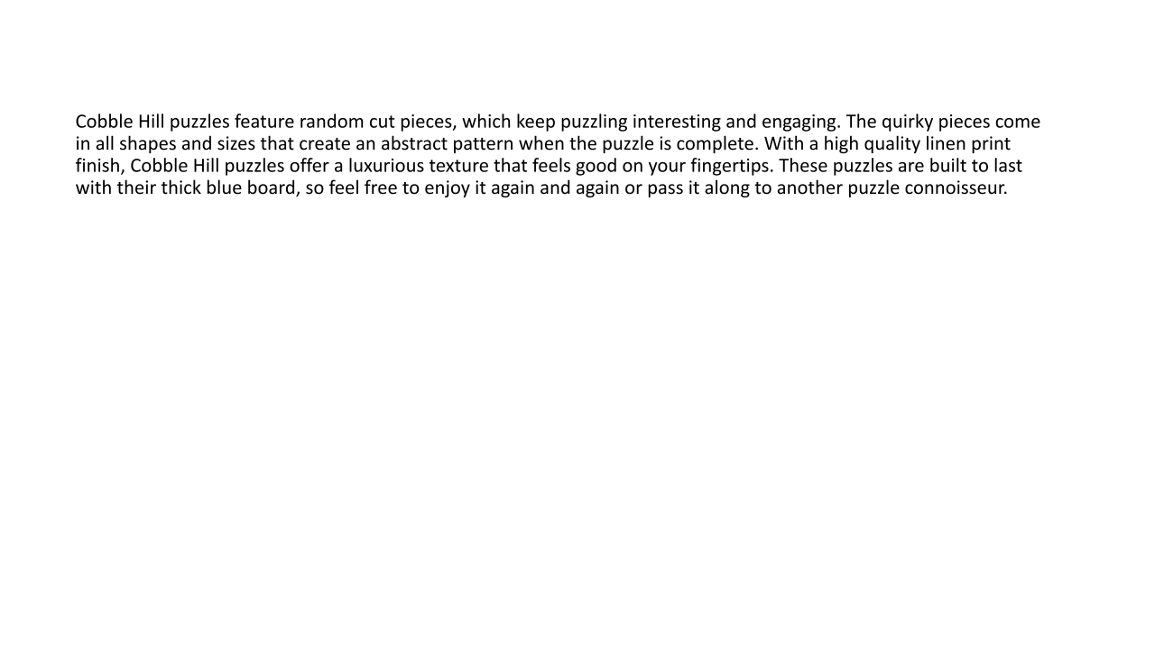 Text description of Cobble Hill puzzles on a white background