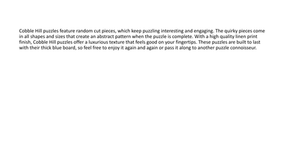 Text description of Cobble Hill puzzles on a white background