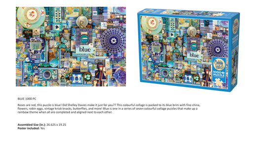 Jigsaw puzzle with colorful design and packaging