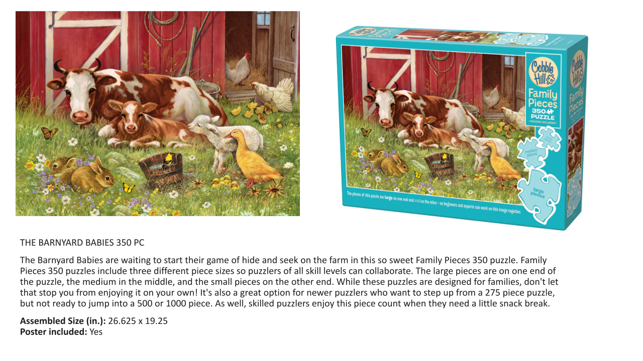 Barnyard Babies 350pc Puzzle by Cobble Hill