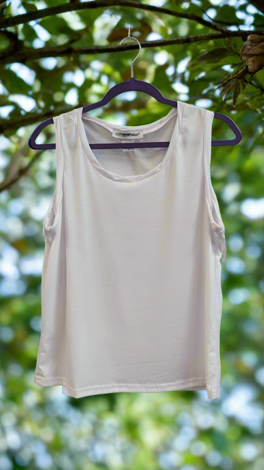 Nordstrom White Tank by Cotton Emporium SZ: MD - Blue Moon Vintage Mercantile