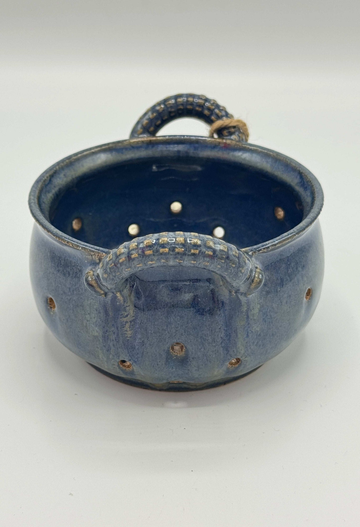 Blue Stoneware Colander – Small | Handmade by Adeovart