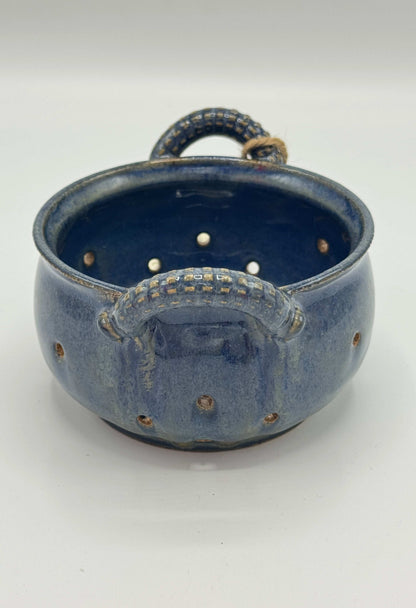 Blue Stoneware Colander – Small | Handmade by Adeovart