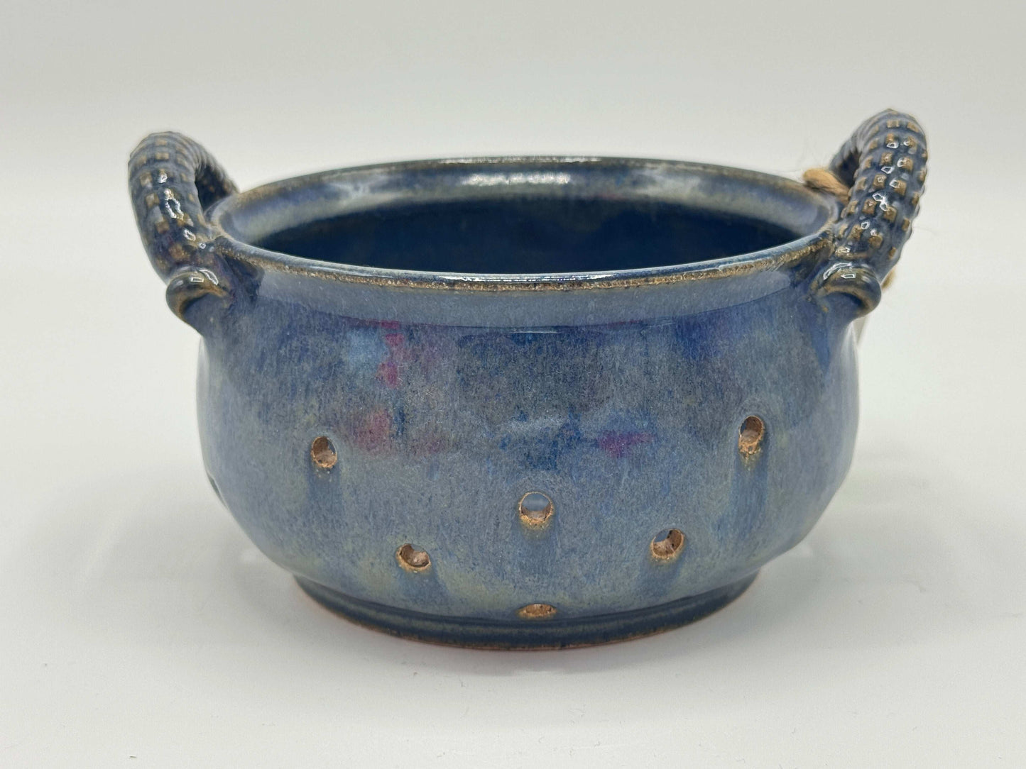 Blue Stoneware Colander – Small | Handmade by Adeovart