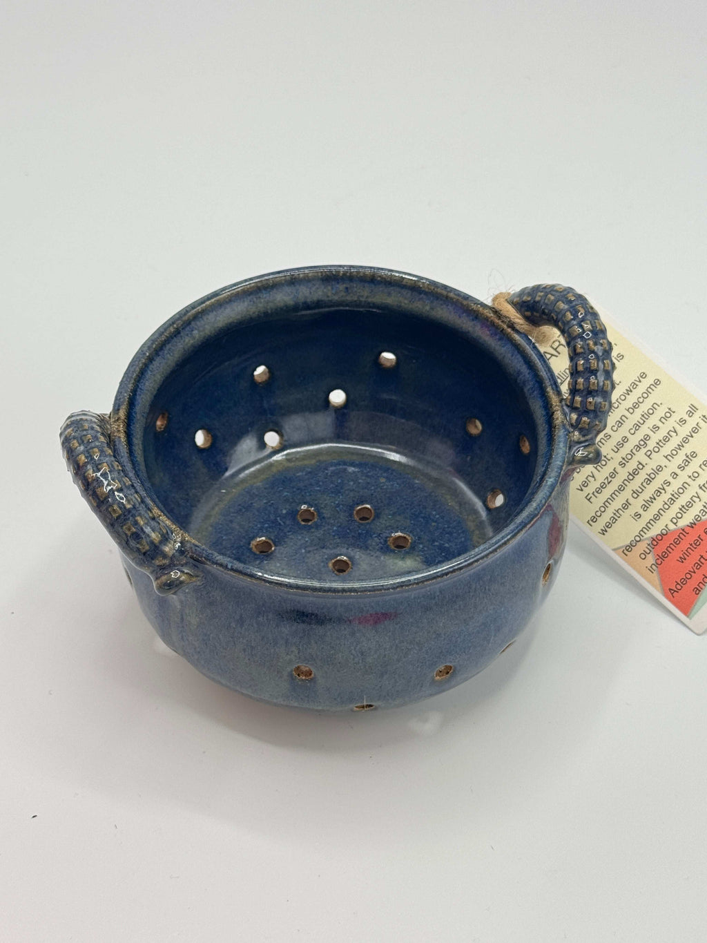 Blue Stoneware Colander – Small | Handmade by Adeovart