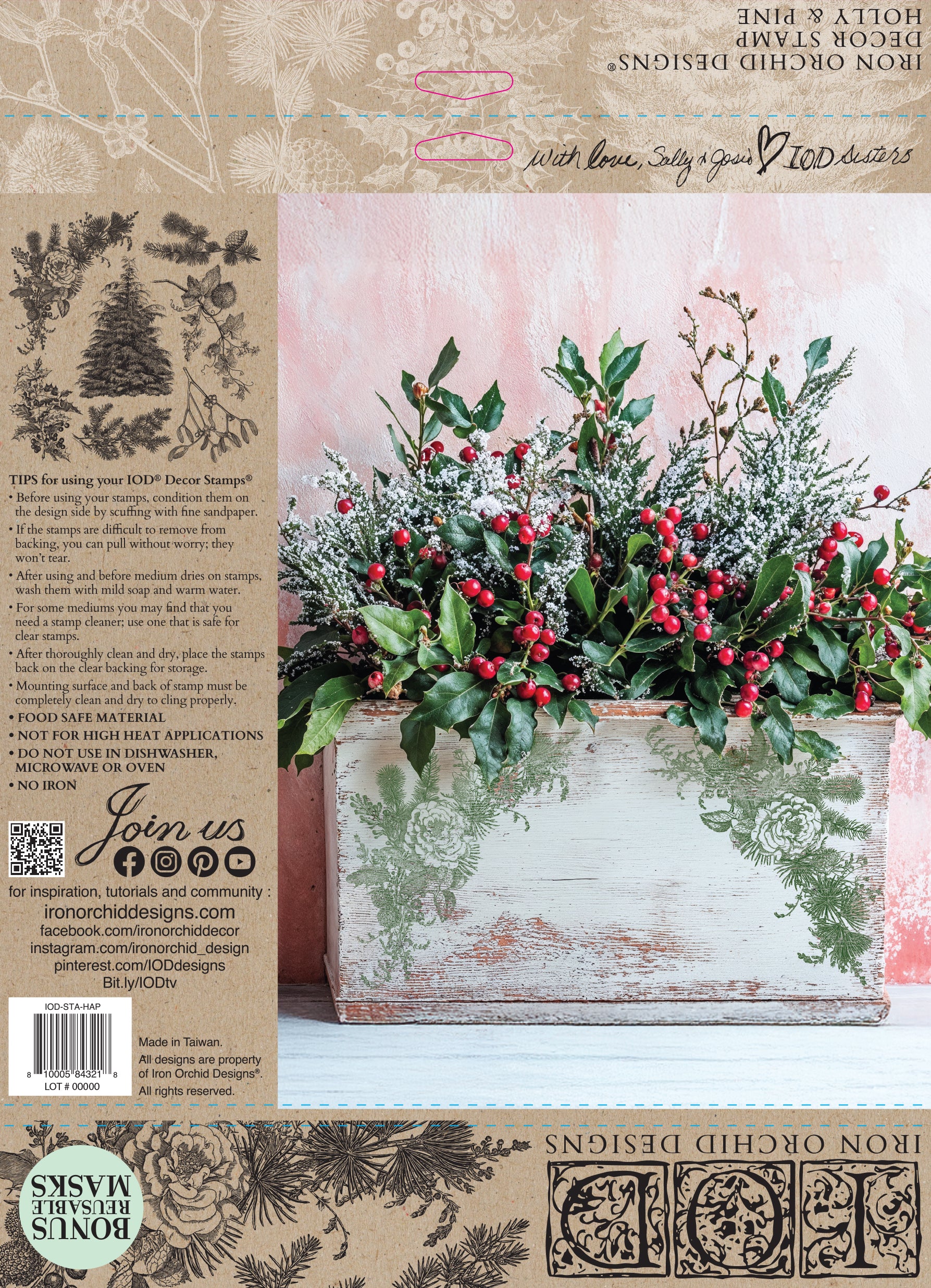 IOD Holly & Pine Stamp