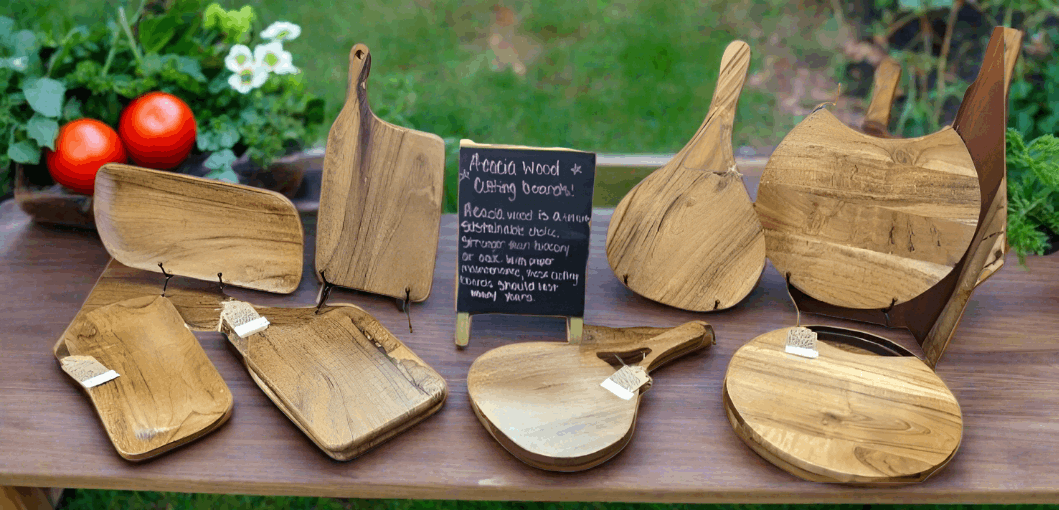 Acacia Wood Cutting/Serving Board with cutout Handle - Blue Moon Vintage Mercantile