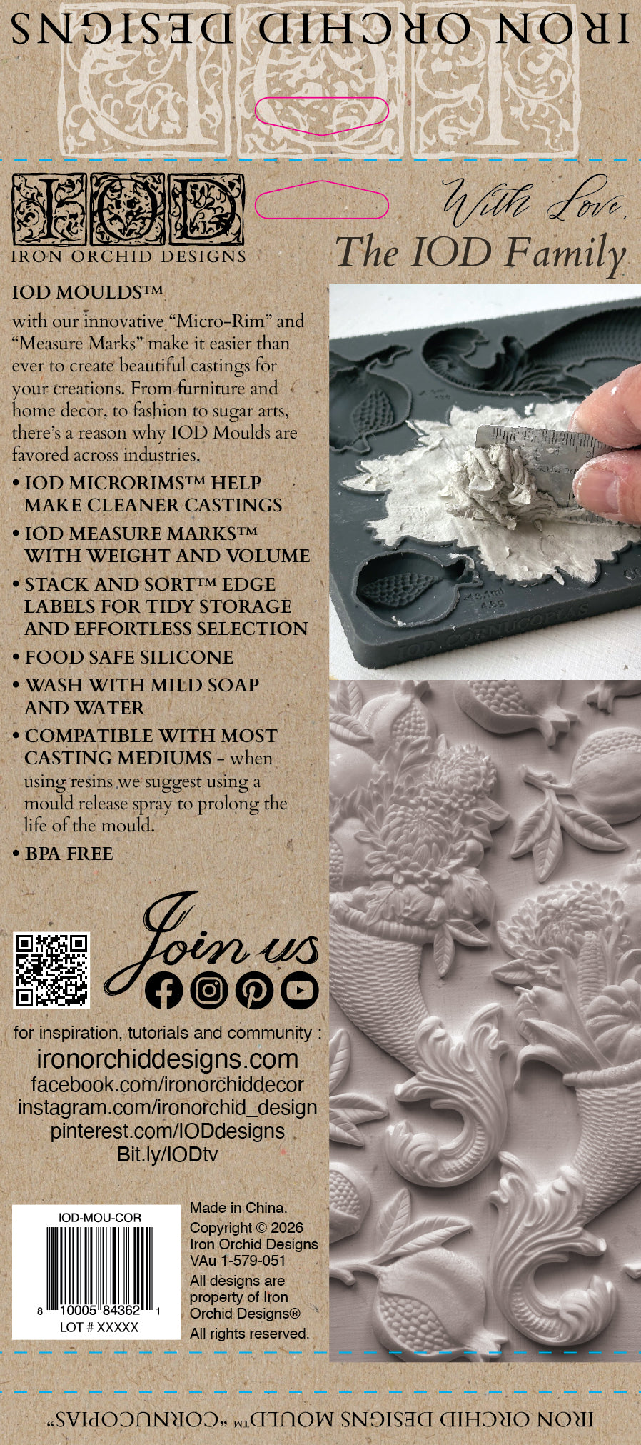 IOD Cornucopias Mould 6x10