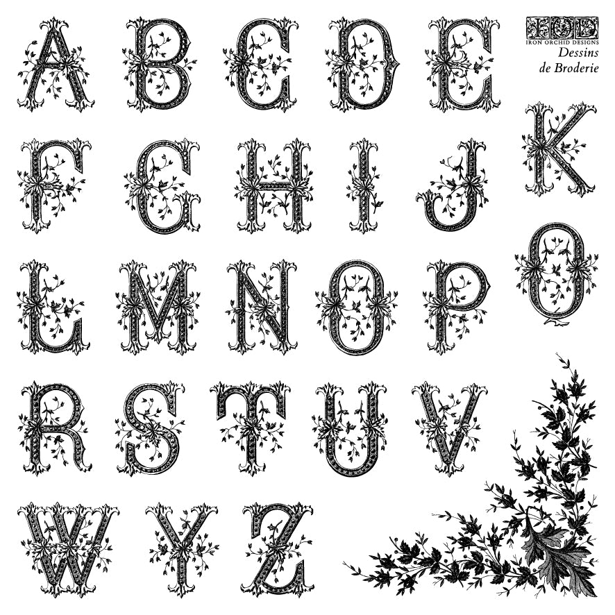 IOD Dessins de Broderie Labels Stamp 6x6