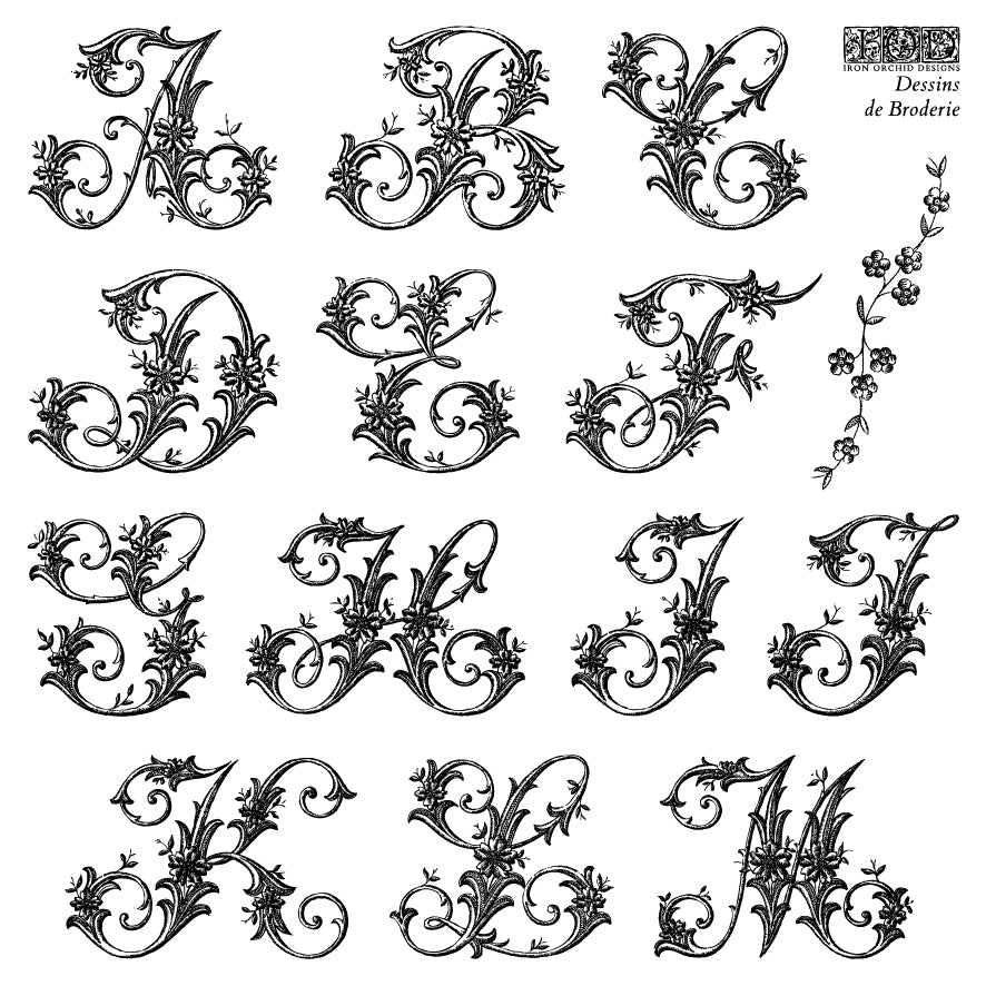 IOD Dessins de Broderie Labels Stamp 6x6