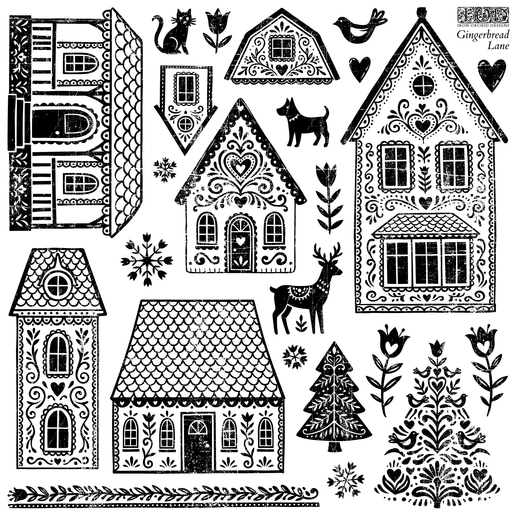 IOD Gingerbread Lane Stamp 12x12