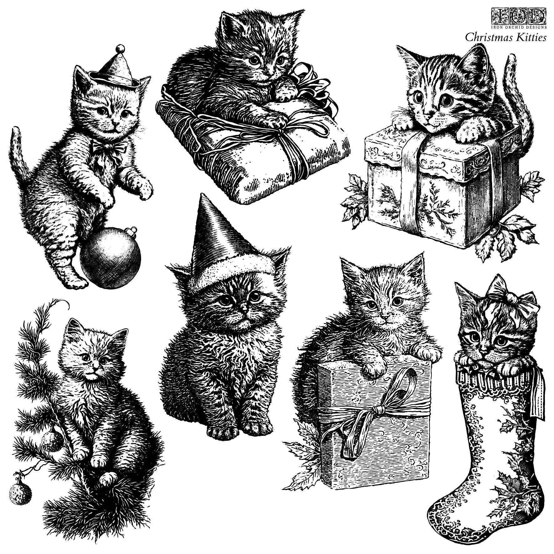 IOD Christmas Kitties Stamp - Blue Moon Vintage Mercantile