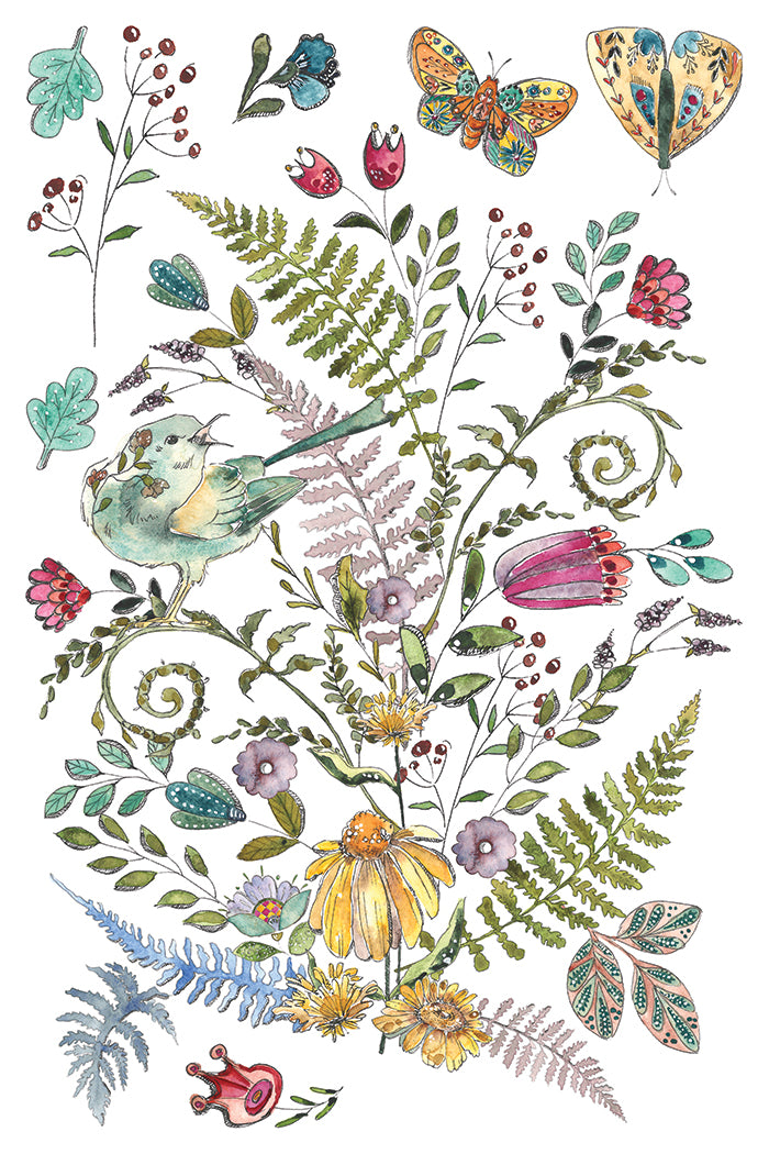 IOD Fern Fables Transfer 8X12