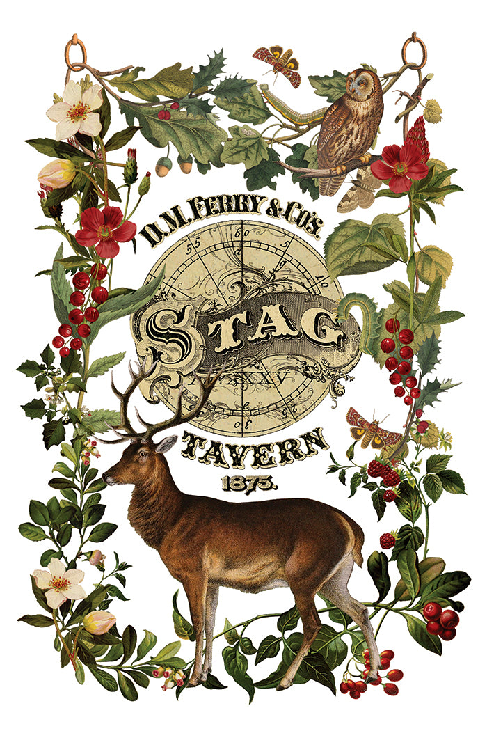 IOD Stag Tavern Transfer 8x12