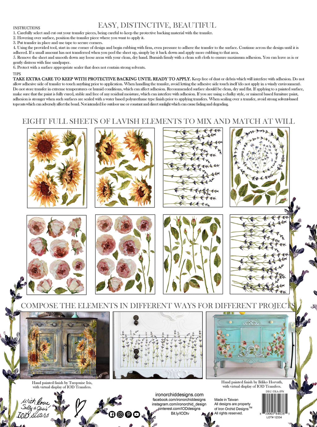 Painterly Florals Transfer