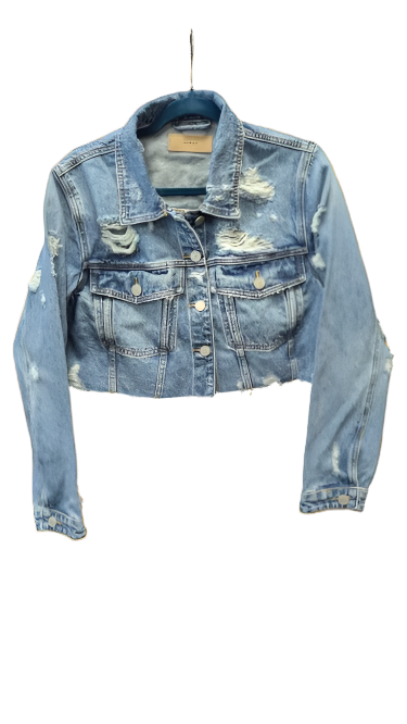 Distressed Cropped Denim Trucker Jacket LG by BlankNYC - Blue Moon Vintage Mercantile