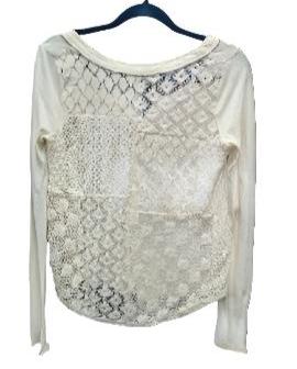 Free People LS Crochet/Lace top SZ:  XS - Blue Moon Vintage Mercantile