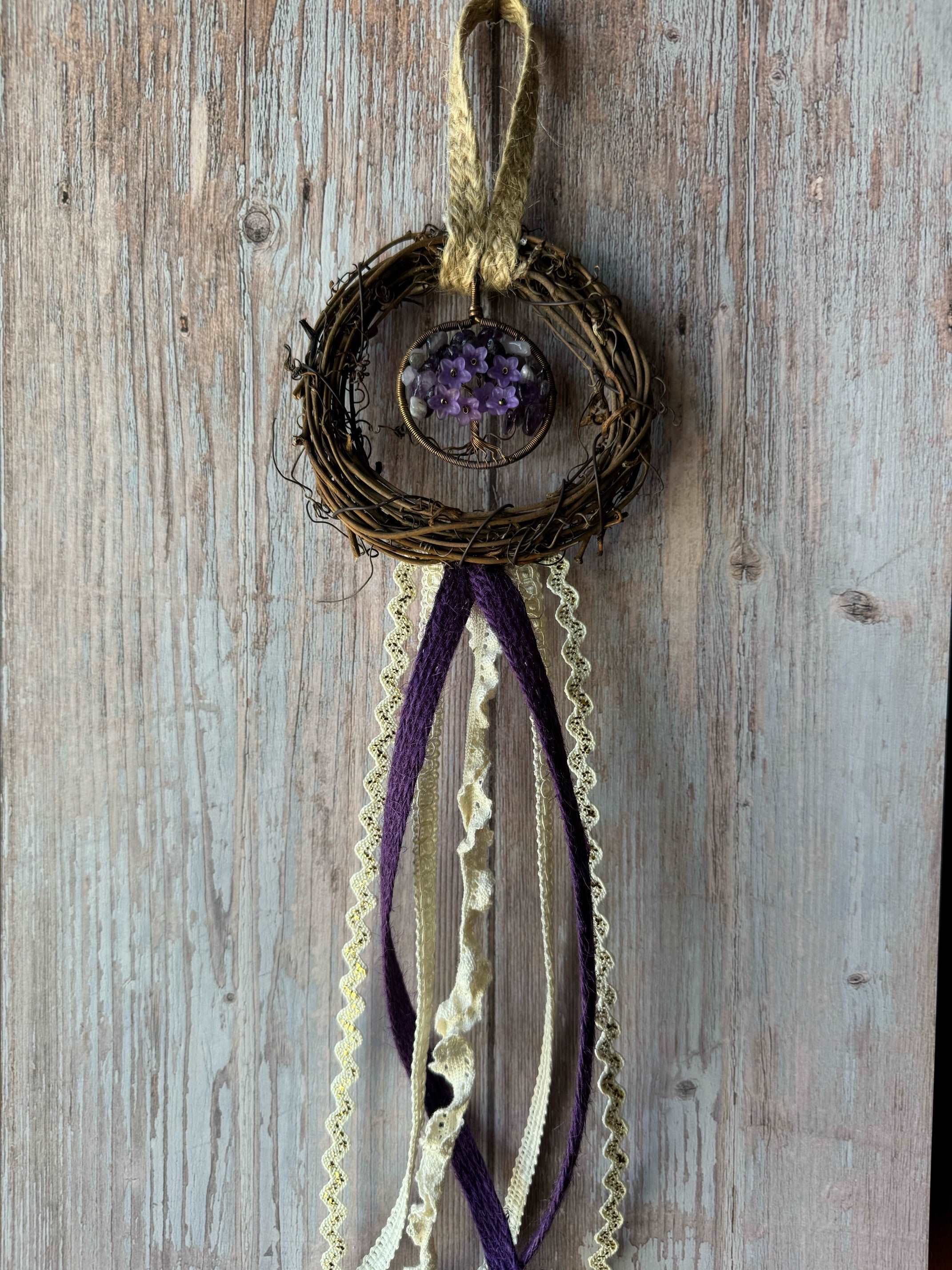 4" Willow Branch Wreath Amethyst - Blue Moon Vintage Mercantile