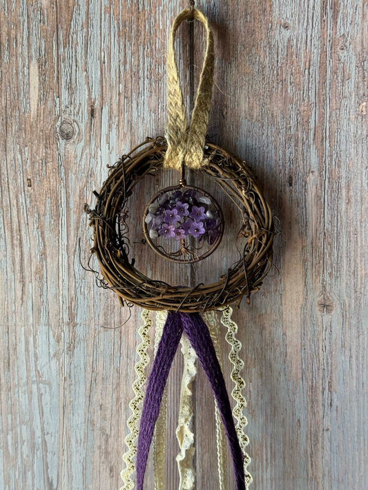 4" Willow Branch Wreath Amethyst - Blue Moon Vintage Mercantile