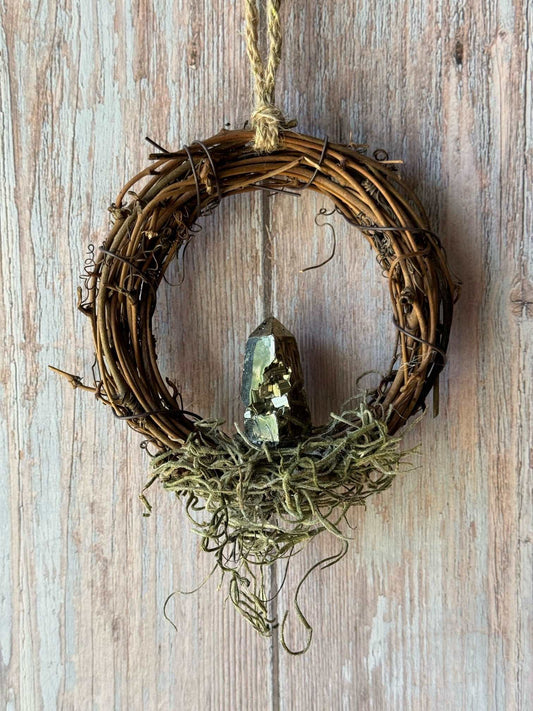 Willow Branch Wreath Pyrite Tower - Blue Moon Vintage Mercantile