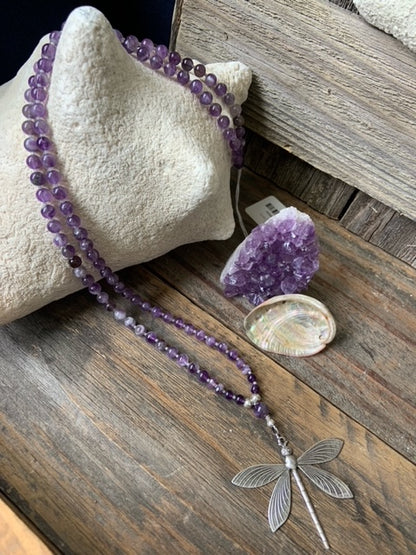 Amethyst Mala with Dragonfly pendant