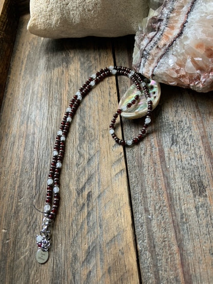 Garnet & Moonstone Mala