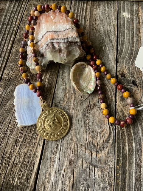 Mooakite & OM Charm Mala 31" by Sea & Stone Studio - Blue Moon Vintage Mercantile