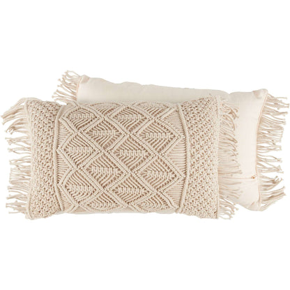 Macrame Fringe Pillow 20"x12" - Blue Moon Vintage Mercantile